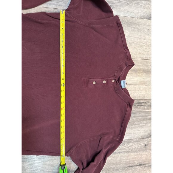 Carhartt Mens Burgundy Henley Long Sleeve Shirt L Workwear Stains - Picture 4 of 6